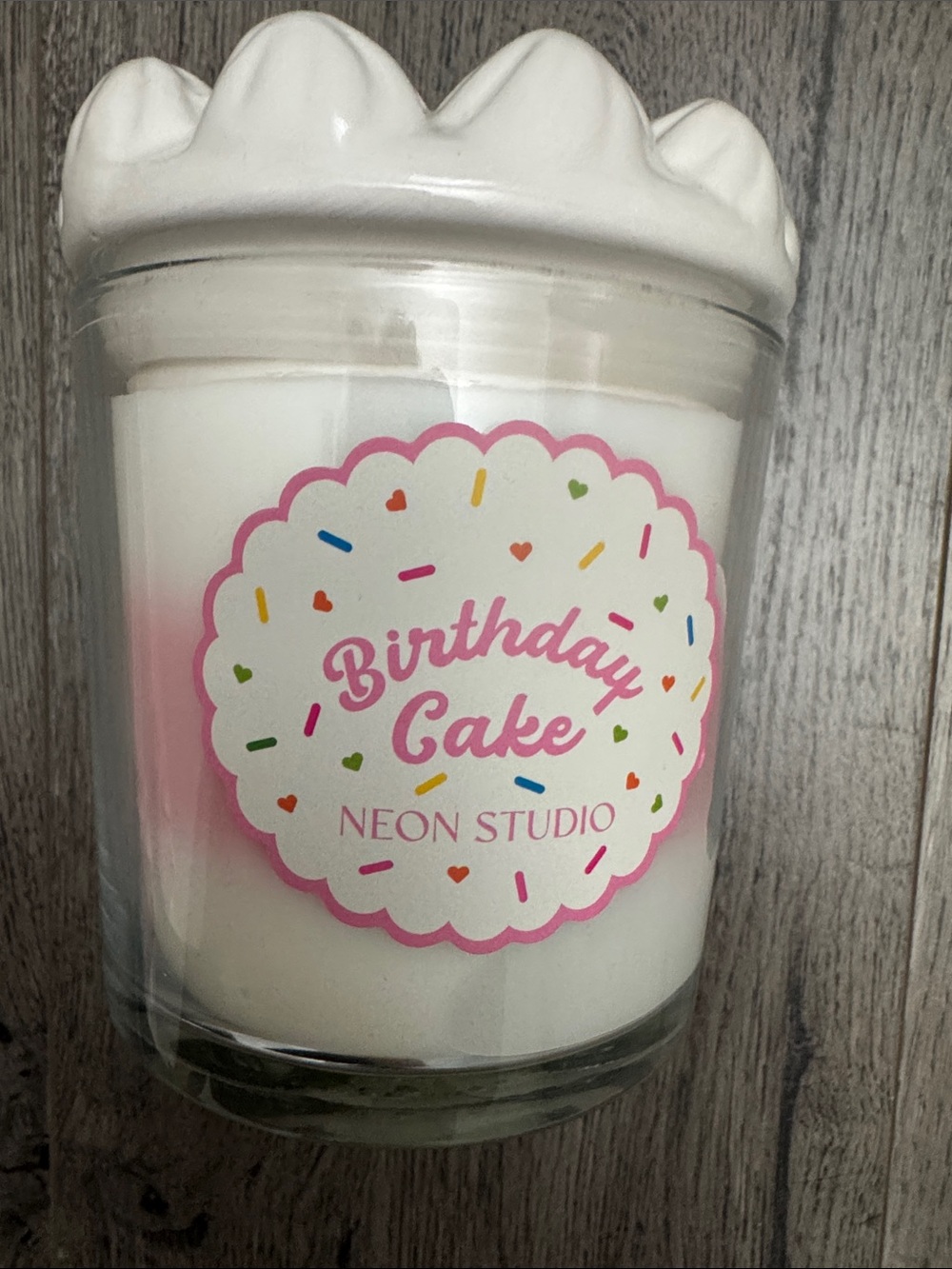 Birthday Cake Scented Candle - White & Pink